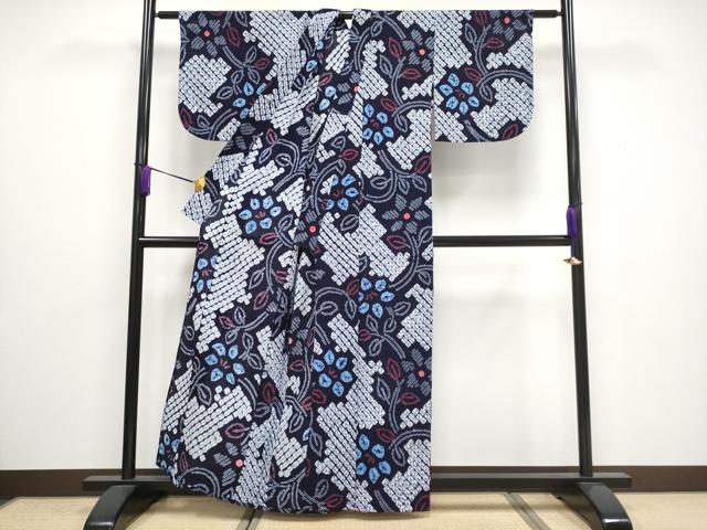 平和屋着物∴極上 夏物 浴衣 有松鳴海絞り 枝花文 綿 逸品 CYAA3193s5