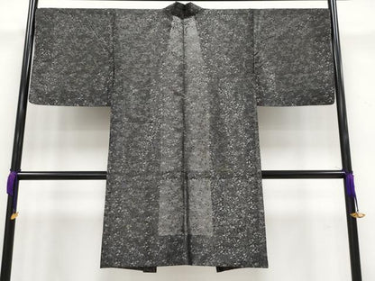 平和屋本店▽極上 スリーシーズン 春夏秋 塵除け 長羽織 唐草紋紗 銀糸 逸品 未使用 CYAA3198s5