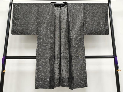 平和屋本店▽極上 スリーシーズン 春夏秋 塵除け 長羽織 唐草紋紗 銀糸 逸品 未使用 CYAA3198s5