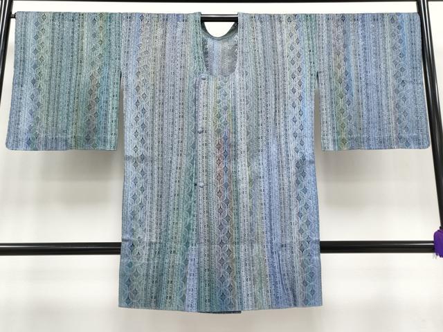 平和屋着物▽極上 スリーシーズン 春夏秋 塵除け 道行コート ロング丈 間道 逸品 未使用 CYAA3199s5