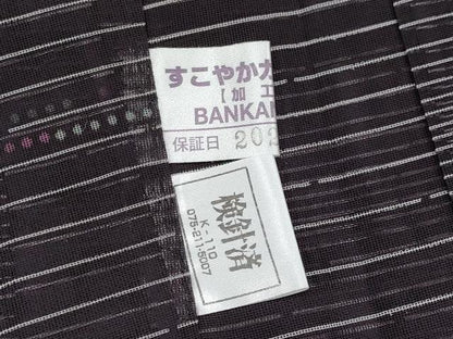 平和屋着物▽極上 BANKANわものや スリーシーズン 春夏秋 塵除け 長羽織 紗 横段文 黒紅色地 逸品 CYAA3202s5