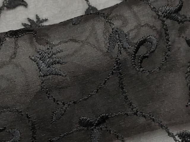 平和屋本店■極上　オーガンジー スリーシーズン 春夏秋 塵除け 道中着 ロング丈 泥染 花唐草文 伊と幸 反端付き 逸品 未使用 CYAA3203s5