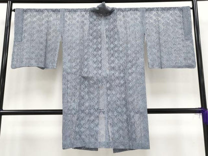 平和屋着物▽極上 スリーシーズン 春夏秋 塵除け 道中着 ロング丈 菱繋ぎ 逸品 CYAA3209s5