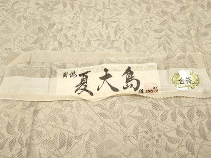 平和屋本店＊極上 夏物 本場大島紬 夏大島 枝葉木の実 浅黄色地 白新染織謹製 証紙付き 逸品 CYAA5023s6