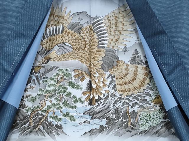 平和屋着物■極上　男性　本場大島紬　アンサンブル　キングサイズ　青褐色地　逸品　未使用　CYAA3228s5