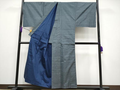 平和屋着物●極上 男性 本場大島紬 アンサンブル・長襦袢セット キングサイズ 格子柄 逸品 未使用 CYAA3230s5