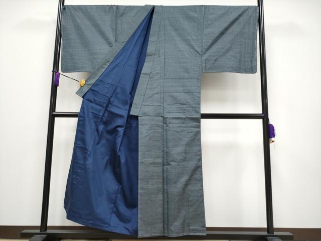 平和屋着物●極上 男性 本場大島紬 アンサンブル・長襦袢セット キングサイズ 格子柄 逸品 未使用 CYAA3230s5