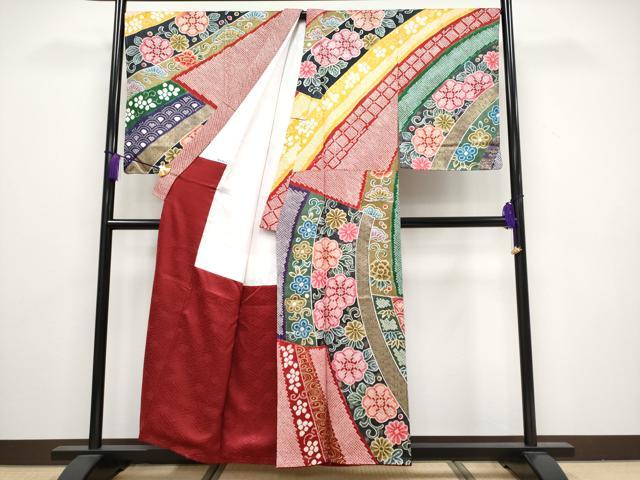 平和屋本店■希少　男性　訪問着　絞り　花唐草文　金彩　逸品　未使用　CYAA3234s5