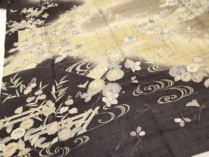 平和屋本店▽極上 染織の名門 しょうざん 生紬 訪問着 単衣 流水草花文 逸品 CYAA3238s5