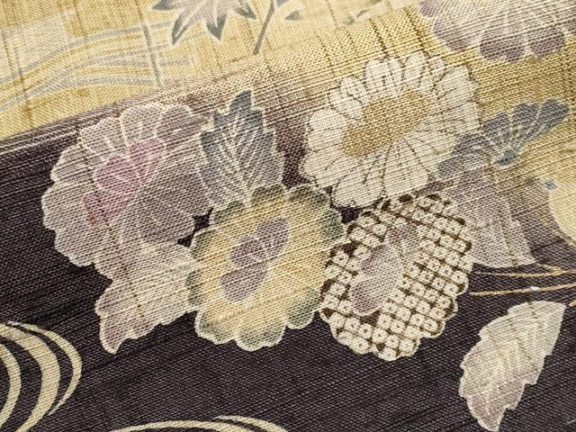 平和屋本店▽極上 染織の名門 しょうざん 生紬 訪問着 単衣 流水草花文 逸品 CYAA3238s5