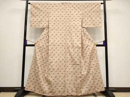 平和屋着物●極上 国指定重要無形文化財 本場久米島紬 手織 洗柿色地 逸品 CYAA3239s5