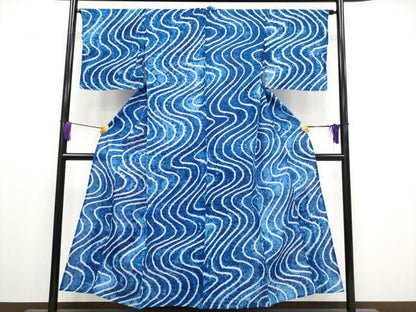 平和屋着物∴極上 夏物 浴衣 有松鳴海絞り 流水文 綿 逸品 未使用 CYAA3249s5