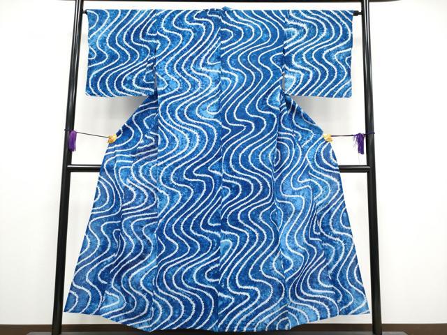 平和屋着物∴極上 夏物 浴衣 有松鳴海絞り 流水文 綿 逸品 未使用 CYAA3249s5