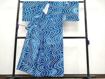 平和屋着物∴極上 夏物 浴衣 有松鳴海絞り 流水文 綿 逸品 未使用 CYAA3249s5