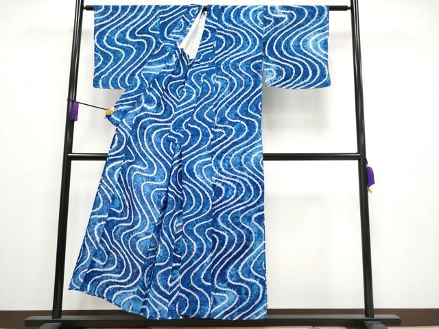 平和屋着物∴極上 夏物 浴衣 有松鳴海絞り 流水文 綿 逸品 未使用 CYAA3249s5