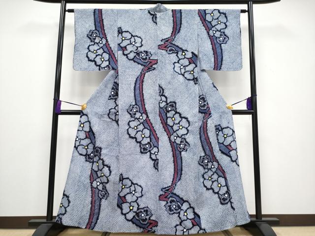 平和屋着物∴極上　夏物　浴衣　有松鳴海絞り　舞花文　綿　逸品　CYAA3251s5