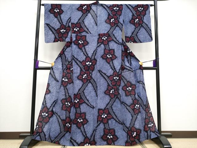 平和屋着物∴極上 夏物 浴衣 有松鳴海絞り 草花文 半色地 綿 逸品 CYAA3252s5