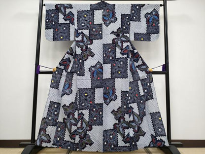 平和屋着物∴極上 夏物 浴衣 有松鳴海絞り 舞蝶文 綿 逸品 未使用 CYAA3253s5