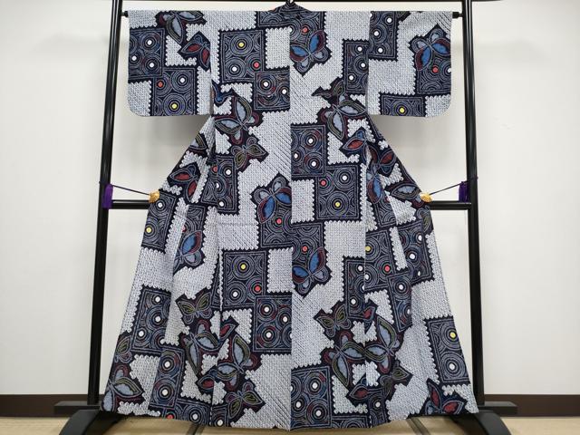 平和屋着物∴極上 夏物 浴衣 有松鳴海絞り 舞蝶文 綿 逸品 未使用 CYAA3253s5