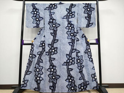 平和屋着物■極上　夏物　浴衣　有松鳴海絞り　枝花文　綿　逸品　CYAA3255s5