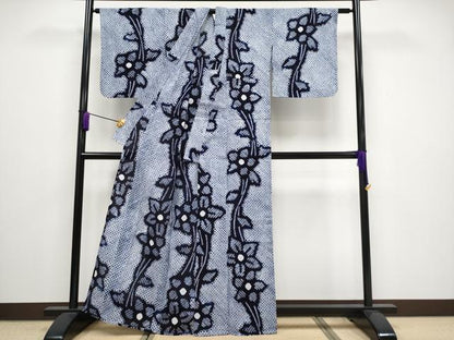 平和屋着物■極上　夏物　浴衣　有松鳴海絞り　枝花文　綿　逸品　CYAA3255s5