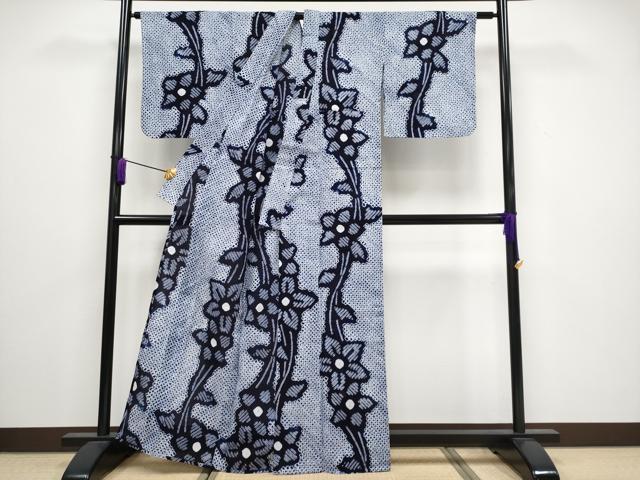 平和屋着物■極上　夏物　浴衣　有松鳴海絞り　枝花文　綿　逸品　CYAA3255s5