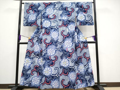 平和屋着物∴極上 夏物 浴衣 有松鳴海絞り 花唐草文 綿 逸品 CYAA3258s5