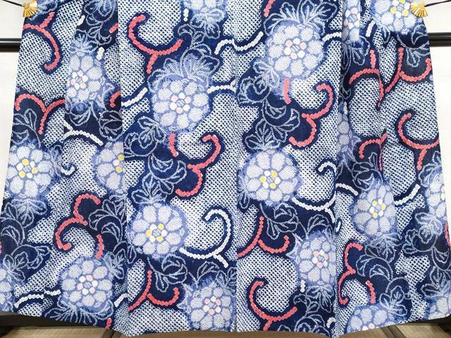平和屋着物∴極上 夏物 浴衣 有松鳴海絞り 花唐草文 綿 逸品 CYAA3258s5