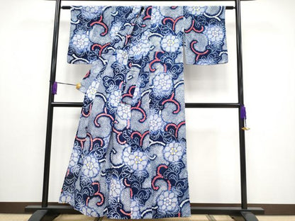 平和屋着物∴極上 夏物 浴衣 有松鳴海絞り 花唐草文 綿 逸品 CYAA3258s5