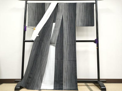 平和屋着物▽極上 本塩沢 単衣 縞 逸品 未使用 CYAA3262s5