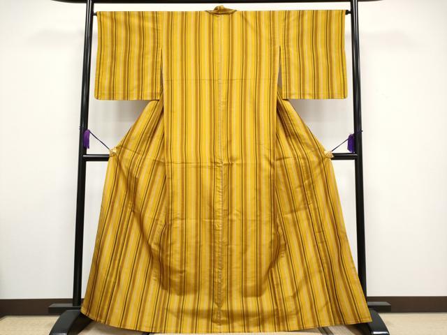 平和屋着物▽極上 本場黄八丈 綾織 紬 単衣 逸品 CYAA3264s5