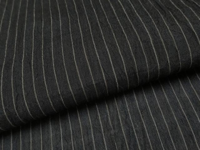 平和屋着物＊極上 夏物 本場小千谷ちぢみ 縞 黒地 麻 逸品 CYAA3271s5