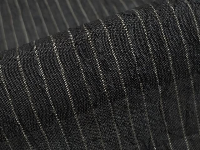 平和屋着物＊極上 夏物 本場小千谷ちぢみ 縞 黒地 麻 逸品 CYAA3271s5