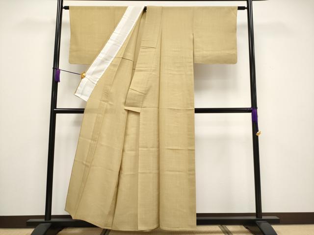 平和屋着物■極上　夏物　紗紬　手織　色無地　枯色地　伊と幸　反端付き　逸品　CYAA3276s5