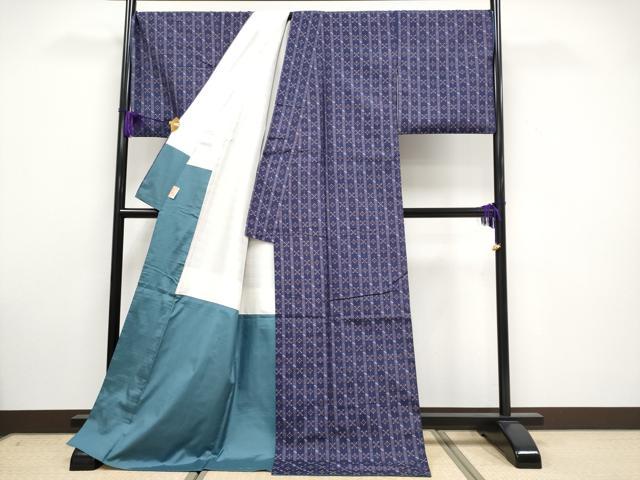平和屋本店●極上　本場琉球　読谷山花織　紬地　濃鼠色地　逸品　CYAA3290s5