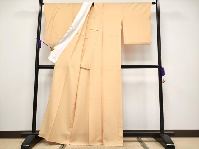 平和屋着物■極上　洗える最高級着物　＜英＞はなぶさ謹製　色無地　単衣　杏色　逸品　CYAA3291s5