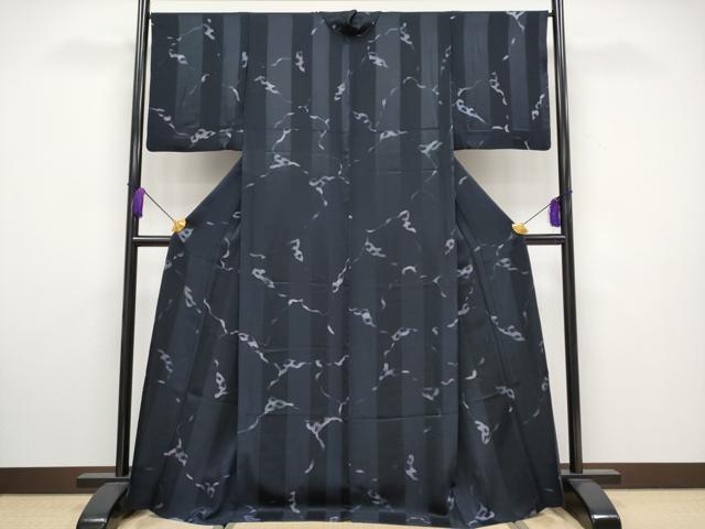 平和屋着物▽極上 小紋 単衣 抽象文 黒地 やまと金ラベル 逸品 CYAA3292s5