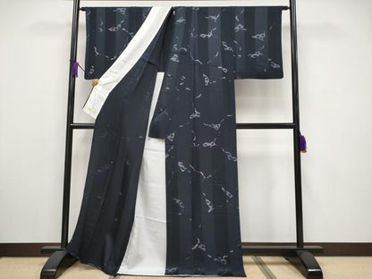 平和屋着物▽極上 小紋 単衣 抽象文 黒地 やまと金ラベル 逸品 CYAA3292s5