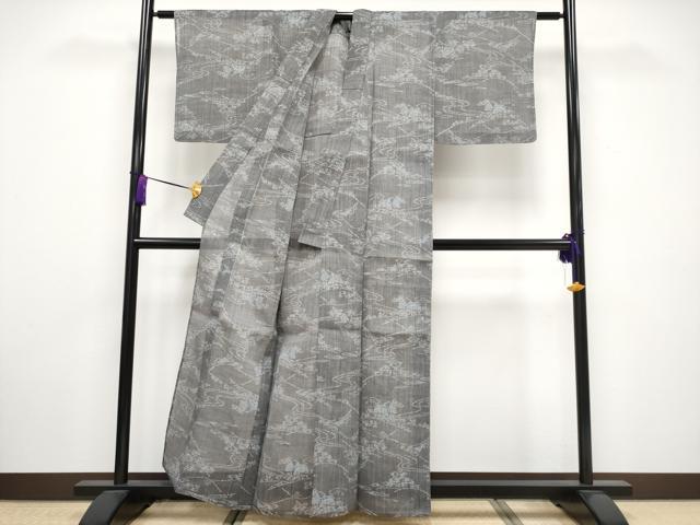平和屋着物＊極上 夏物 本場小千谷ちぢみ 御所解文 鈍色地 証紙付き 逸品 未使用 CYAA3294s5