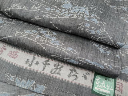 平和屋着物＊極上 夏物 本場小千谷ちぢみ 御所解文 鈍色地 証紙付き 逸品 未使用 CYAA3294s5