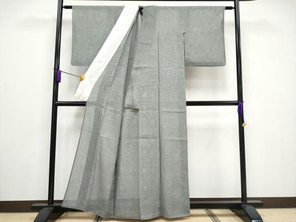 平和屋着物＊極上 夏物 本場大島紬 夏大島 花唐草文 青白橡色地 逸品 CYAA3297s5