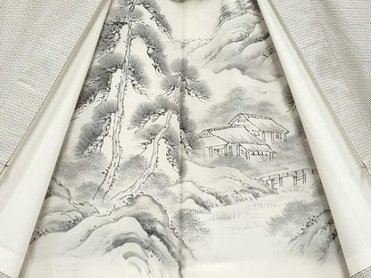 平和屋本店●極上　男性　本場大島紬　白大島　アンサンブル　100亀甲　総詰め　逸品　CYAA5093s6
