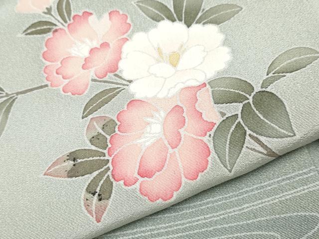 平和屋本店●極上　京加賀友禅　百貫達雄　訪問着　加賀の四季　華やぎ　暈し染め　柳鼠色地　反端付き　逸品　CYAA5051s6