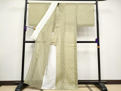 平和屋着物＊極上 夏物 本場琉球絣 夏琉球 黄海松茶色地 逸品 CYAA3320s5