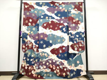 平和屋本店■極上　中国三大刺繍　相良刺繍　振袖　桶絞り　駒刺繍　雲取り舞花文　逸品　CYAA3322s5
