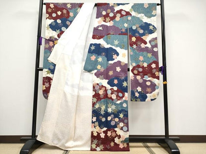 平和屋本店■極上　中国三大刺繍　相良刺繍　振袖　桶絞り　駒刺繍　雲取り舞花文　逸品　CYAA3322s5