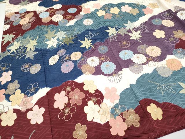 平和屋本店■極上　中国三大刺繍　相良刺繍　振袖　桶絞り　駒刺繍　雲取り舞花文　逸品　CYAA3322s5