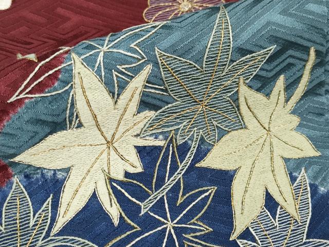 平和屋本店■極上　中国三大刺繍　相良刺繍　振袖　桶絞り　駒刺繍　雲取り舞花文　逸品　CYAA3322s5