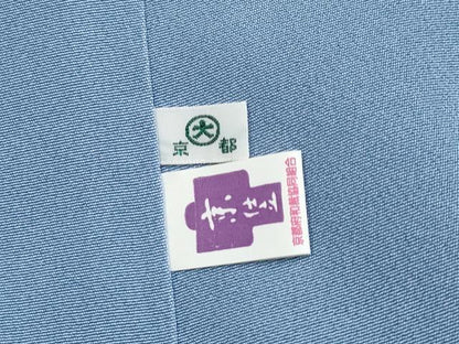平和屋本店■極上　人間国宝　福田喜三郎　訪問着　相良刺繍　駒刺繍　鏡裏花蝶文　暈し染め　金銀彩　大丸扱い　深縹色　逸品 CYAA3324s5