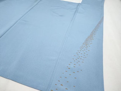 平和屋本店■極上　人間国宝　福田喜三郎　訪問着　相良刺繍　駒刺繍　鏡裏花蝶文　暈し染め　金銀彩　大丸扱い　深縹色　逸品 CYAA3324s5